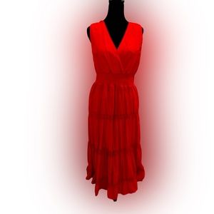 Red long maxi dress, sleeveless